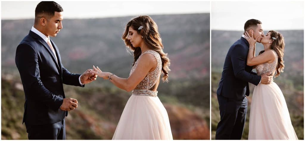 Micro Wedding, Palo Duro canyon wedding, palo duro canyon elopement, sunrise wedding. texas adventure wedding, places to get married in texas, brit nicole photography, small wedding with family
