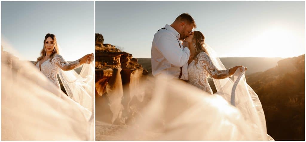 Palo Duro Canyon intimate small elopement boho tent wedding with guests