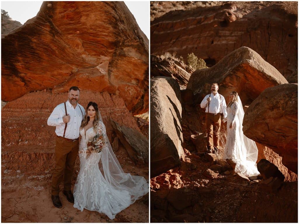 Palo Duro Canyon intimate small elopement boho tent wedding with guests