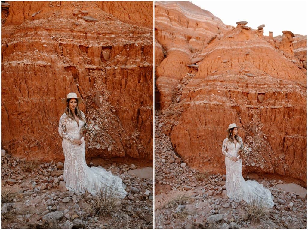Palo Duro Canyon intimate small elopement boho tent wedding with guests Texas Adventure Elopement